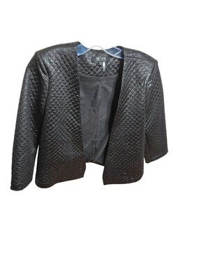 Nic+Zoe Special Edition Quilted Open-Front Blazer Jacket S Black